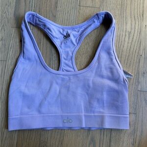ALO Yoga Lavender Ribbed Racerback Sports Bra